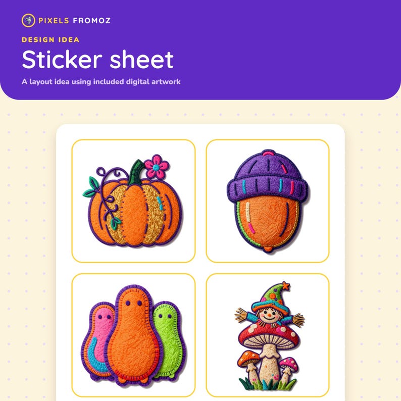 Embroidered Cozy Fall Clip Art PNG, 20 Autumn Craft Motifs image 7