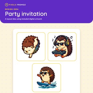 Hedgehogs Gone Wild - 20 Funny Kawaii Animal Clip Art Stickers image 5