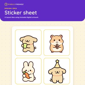 Imágenes prediseñadas PNG de mascotas divertidas, 20 perros, gatos, conejos y hámsteres (descarga digital) imagen 7