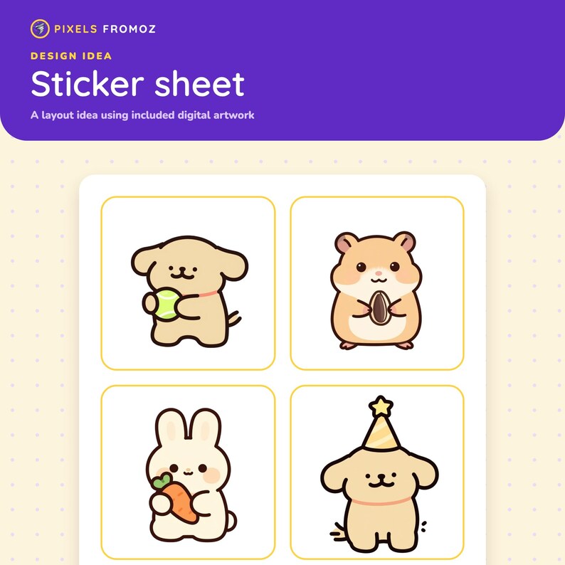 Imágenes prediseñadas PNG de mascotas divertidas, 20 perros, gatos, conejos y hámsteres (descarga digital) imagen 7