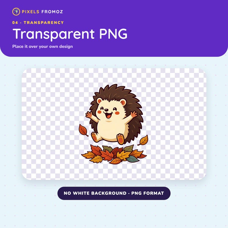 Retro Kawaii Hedgehog Clip Art – 20 Woodland Animal Illustrations (PNG) image 7