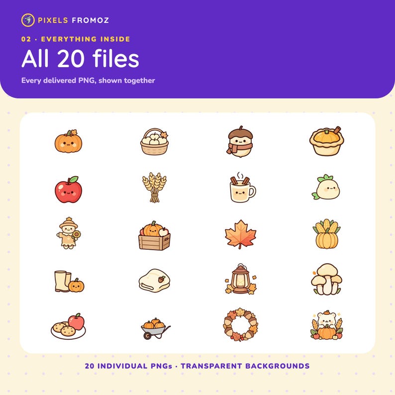 Autumn Harvest Clip Art PNG, 20 Cozy Fall Pumpkins and Harvest Designs image 10