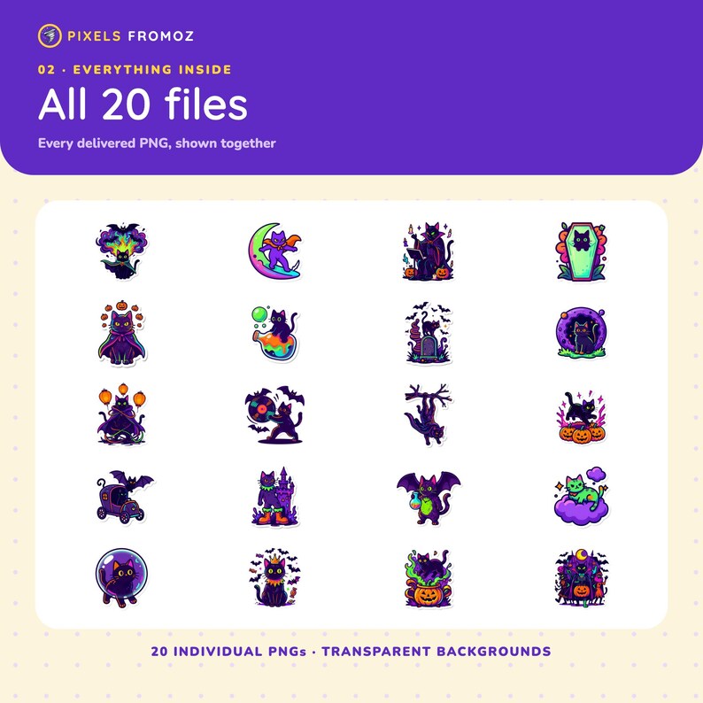 Vampire Cat Halloween Clip Art PNG, 20 Neon Gothic Designs image 9