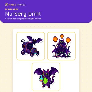 Vampire Cat Halloween Clip Art PNG, 20 Neon Gothic Designs image 4
