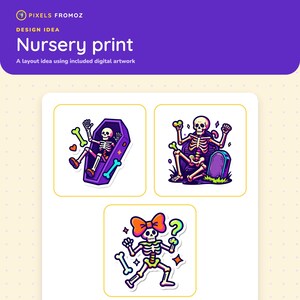 Surreal Skeleton Halloween Clip Art PNG, 20 Candy-Colored Designs image 5