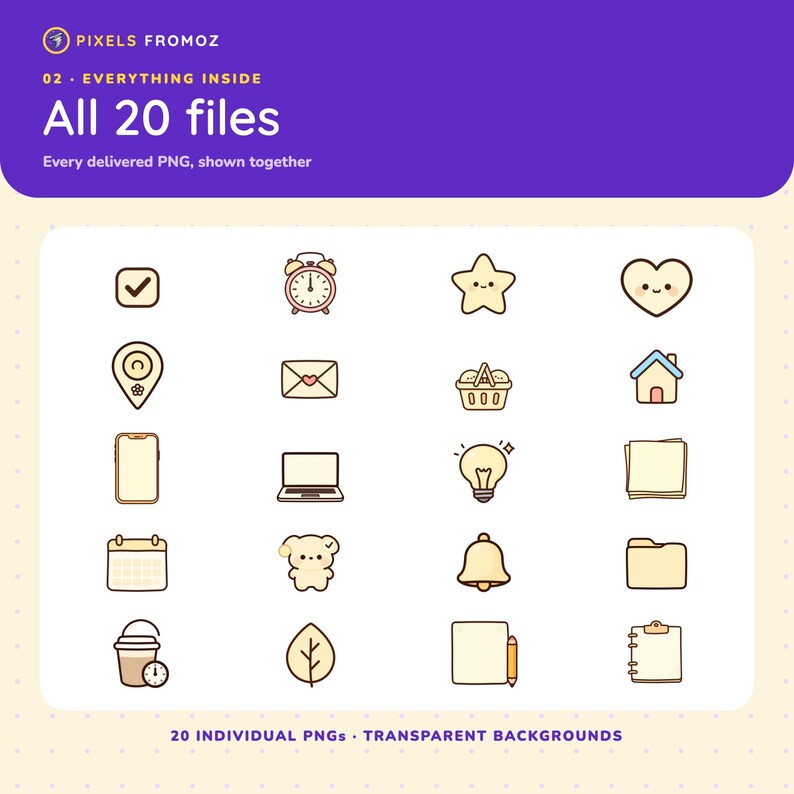 20 Functional Planner Icons, Productivity Symbols (Digital Download) image 10