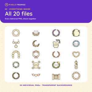 Floral Wreaths and Garlands Clip Art PNG, 20 Botanical Designs image 10