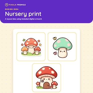 Kawaii Mushroom Clip Art — 20 Transparent PNGs, 4000px image 5