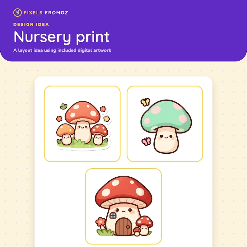 Kawaii Mushroom Clip Art — 20 Transparent PNGs, 4000px image 5