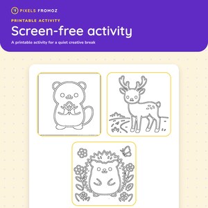 かわいい動物ぬりえ100枚、印刷可能なPDFブック（USレターサイズ、A4サイズ） 画像 6