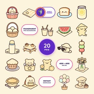 Picnic Party Clip Art PNG, Outdoor Celebration Designs (Digital Download) image 1