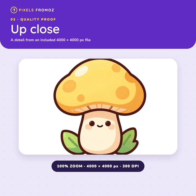 Kawaii Mushroom Clip Art — 20 Transparent PNGs, 4000px image 8
