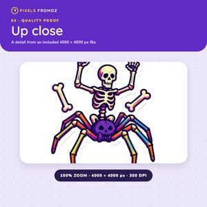Surreal Skeleton Halloween Clip Art PNG, 20 Candy-Colored Designs image 9