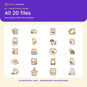 Imágenes prediseñadas PNG de mascotas divertidas, 20 perros, gatos, conejos y hámsteres (descarga digital) imagen 10