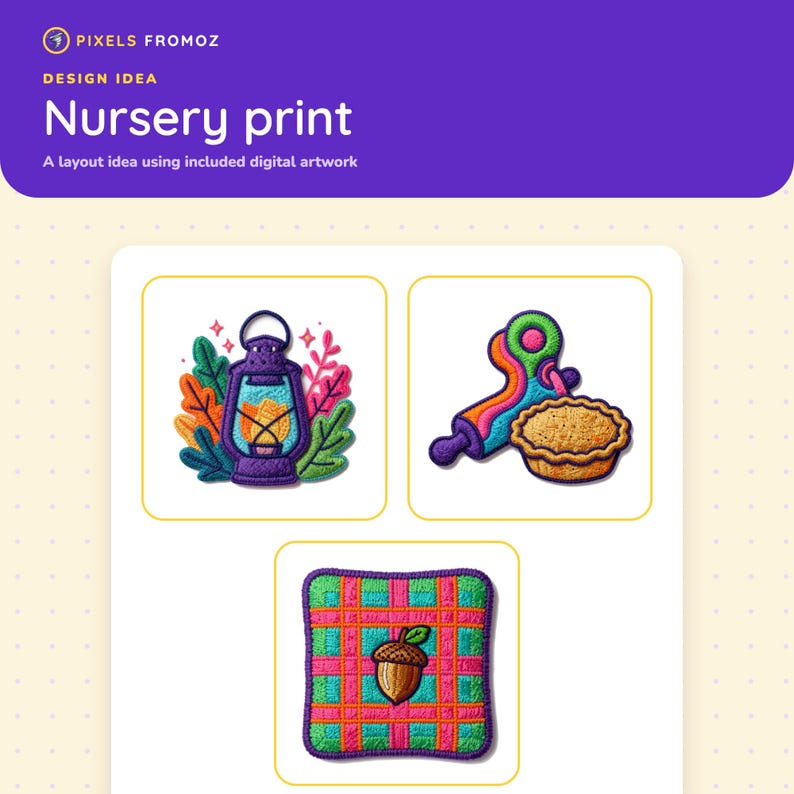 Embroidered Cozy Fall Clip Art PNG, 20 Autumn Craft Motifs image 5