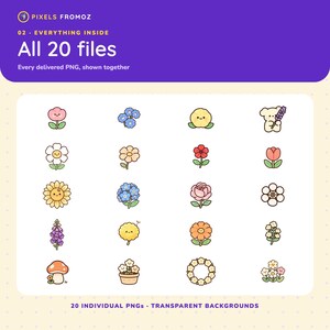 Wildflower Garden Clip Art PNG, 20 Botanical Elements, Digital Download image 10