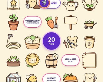 Garden Planner Icons PNG, 20 Gardening Symbols for Journals (Digital Download)
