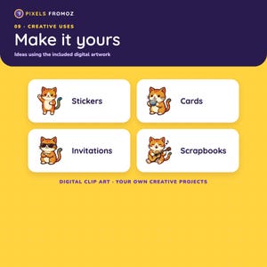 Kawaii Cat PNG Clip Art Set, 20 Illustrations with Props (Digital Download) image 3
