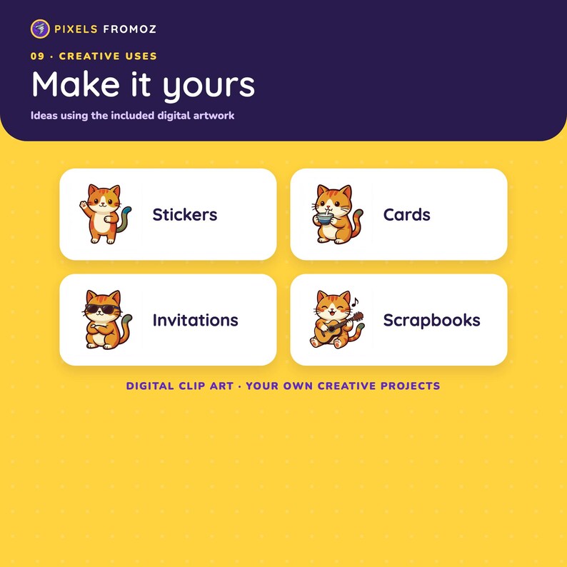 Kawaii Cat PNG Clip Art Set, 20 Illustrations with Props (Digital Download) image 3