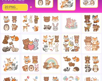 Woodland Animals Clip Art, 20 Transparent PNGs, 4000px