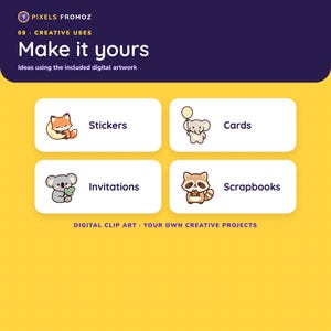 Imágenes prediseñadas de animales para baby shower en formato PNG, 20 adorables amigos para la habitación del bebé para manualidades. imagen 3