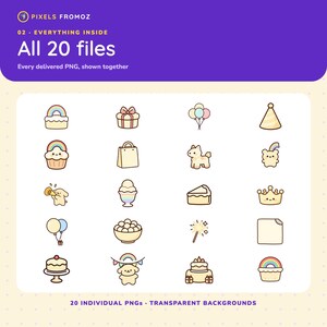 Rainbow Birthday Party Clip Art PNG, 20 Cheerful Celebration Designs image 10