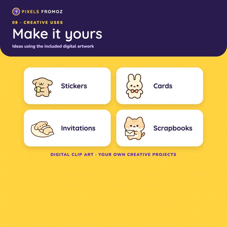 Imágenes prediseñadas PNG de mascotas divertidas, 20 perros, gatos, conejos y hámsteres (descarga digital) imagen 3