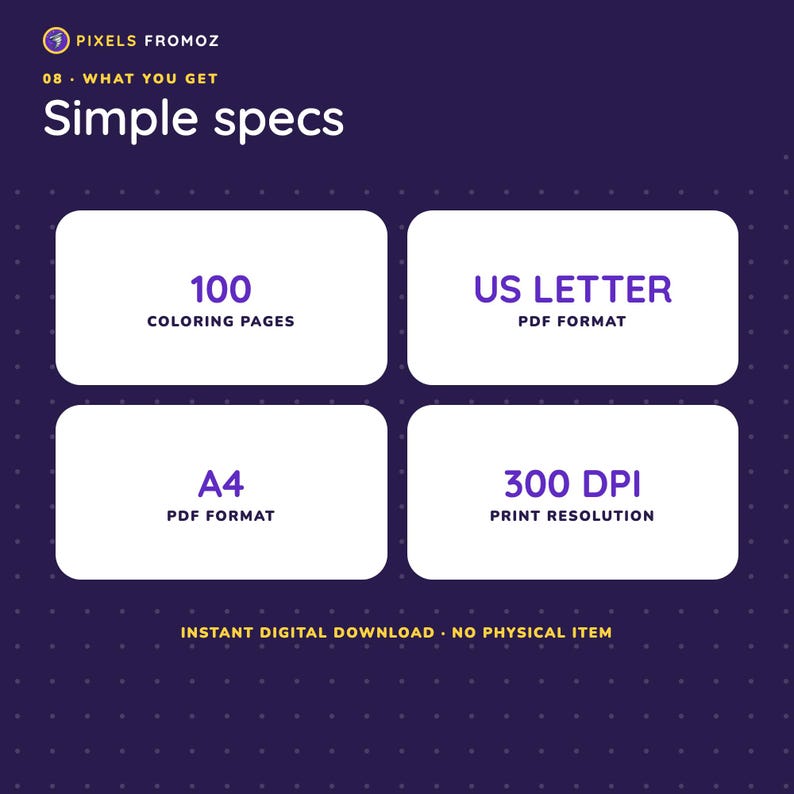 かわいい動物ぬりえ100枚、印刷可能なPDFブック（USレターサイズ、A4サイズ） 画像 4
