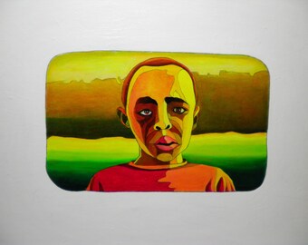 Young African boy, Oil painting, Rwandan, African, original, Oil, 11 by 14, Robert Mahosky