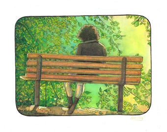 Sitting in the sun, Print, 11 by 14, Robert Mahosky,