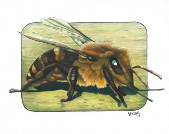 Walking Bee, Print, 11 inch by 14 inch,  Robert Mahosky