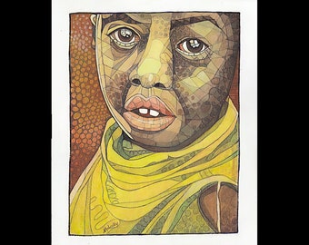 Ripped shirt, African art, Rwandan, Oil painting, original art, 11 by 14, Robert Mahosky