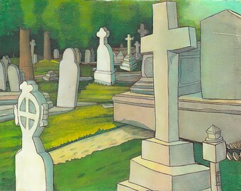 Florida graveyard, Original, Oil on paper, 11 by 14, Robert Mahosky