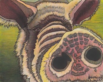 Pig, Pig face, Pink pig, Oil painting, Original oil painting, 11 by 14, Robert Mahosky,