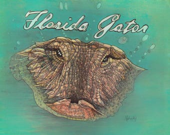 Florida Gator, alligator, Florida, print, 11 by 14, Robert Mahosky