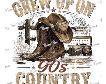 Men’s 90s Country Shirt | Grew Up on 90s Country Tee | Vintage Western Cowboy Shirt | Country Music Graphic Tee | Gift for Him