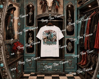 Trouble in Wonderland PNG | Western Cowgirl DTF Design | Turquoise Country Graphic | Western Sublimation Shirt Design | Digital Download