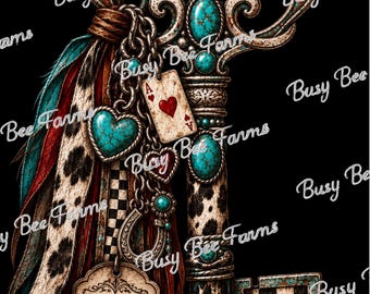 Turquoise Cowgirl Hat PNG | Western Playing Cards Digital Download | Country Wonderland DTF Sublimation Graphic