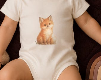 Fox Baby Bodysuit, Watercolor, Woodland Baby Shower Gift | Unisex Baby Outfit | Infant Bodysuit