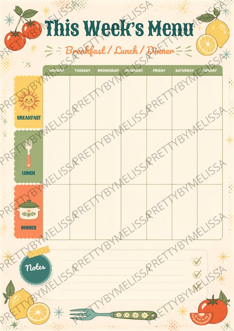 Weekly Meal Planner & Shopping List | Menu, Prep Checklist, Recipe Page ...