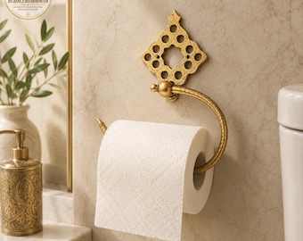 Hand Forged Brass Towel Ring, Moroccan Wall Mounted Holder, Rustic Hammered Bathroom Decor