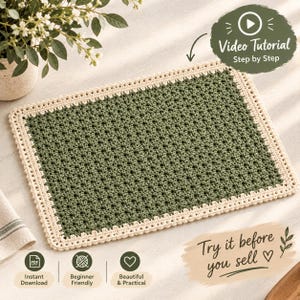 Crochet Placemat Pattern | Linen Stitch Rectangular Table Mat PDF | Beginner Friendly Crochet | Minimalist Decor | Instant Download