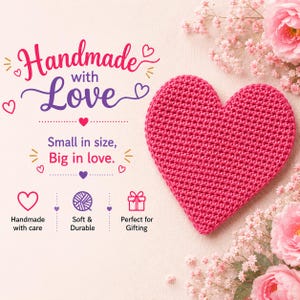Easy crochet hearts pattern PDF  Cute plain heart design Beginner-Friendly crochet heart applique  with 4 Sizes amigurumi heart decoration