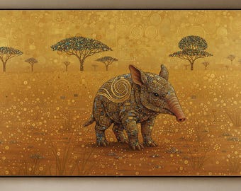 Baby Aardvark Schermdecoratie | 4K & 8K | Samsung Frame Afbeelding | Gouden Siersavanne | Direct Downloaden