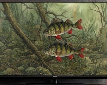 Cadre photo pour écran Perch | 4K et 8K | Image pour Samsung Frame | Aquarelle sous-marine vert sauge | Téléchargement instantané