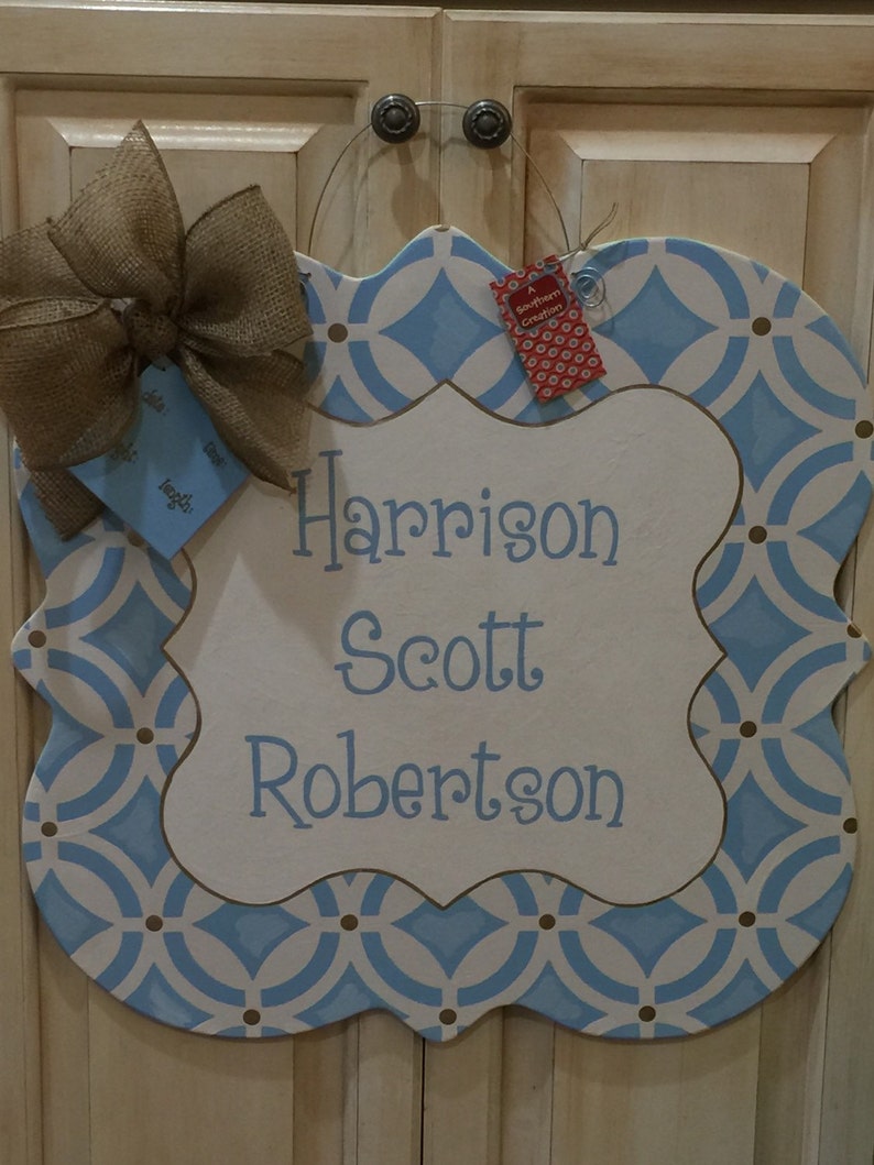 Baby Announcement Door Hanger Etsy