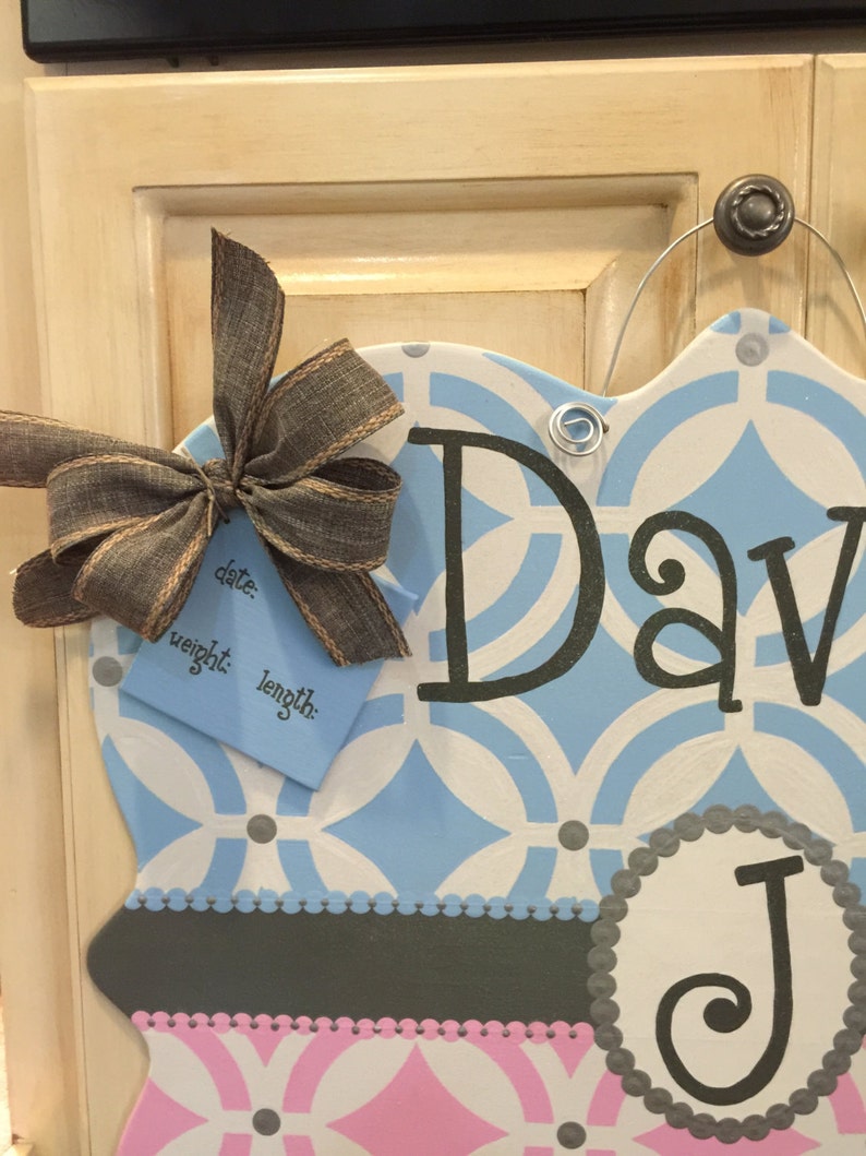 TWINS Baby Announcement Door Hanger Etsy