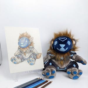 Custom Protogen Plush, Handmade Furry Plushie, Cyber Lion Protogen Stuffed Animal, Art Doll OС Plush 40cm