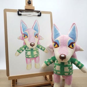 Handgemaakte Freya Wolf Villager pluche – Custom Animal Crossing zachte kunstpop, knuffel geïnspireerd op de videogame, 40 cm