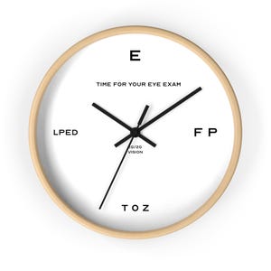 Snellen Eye Chart Wall Clock - Optometrist Gift, 20/20 Vision Decor, Eye Doctor Office Art